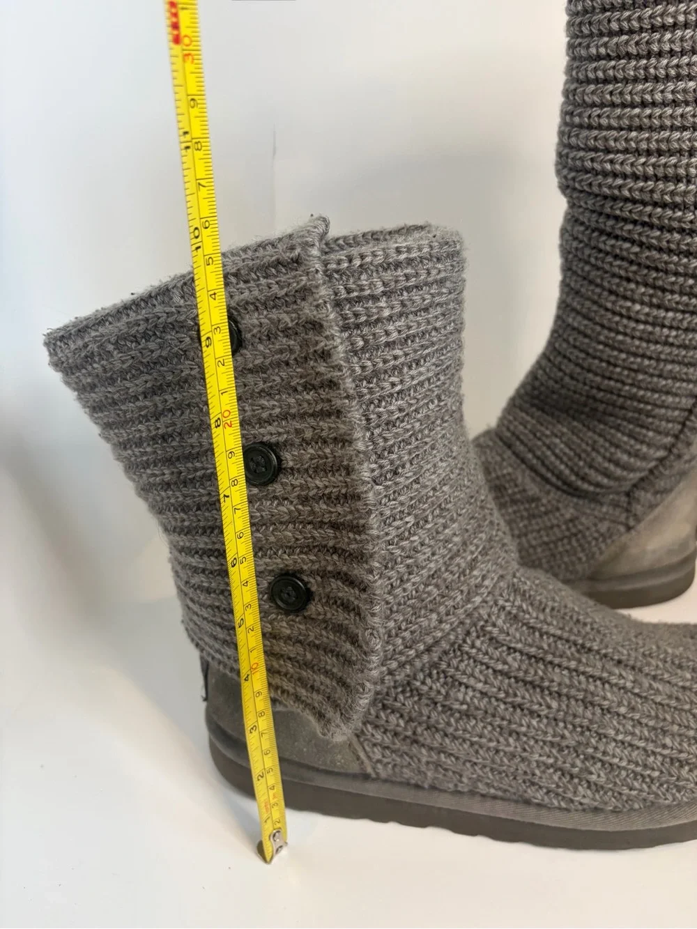 UGG Gray Sweater Knit Button Tall Women's Boots Size 9